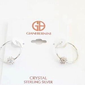 Giani Bernini Silver Crystal Hoop Earrings